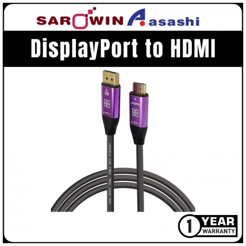 Sarowin DisplayPort to HDMI Cable 4K@60hz - 2M