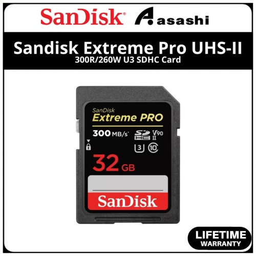 Sandisk Extreme Pro UHS-II 32GB 300R/260W U3 SDHC Card (SDSDXDK-032G-GN4IN)