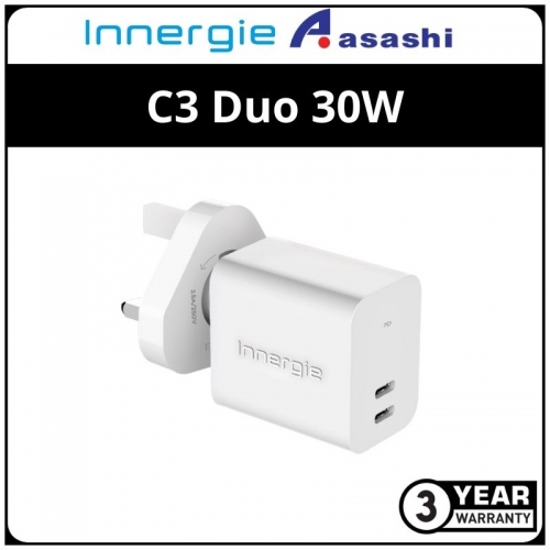 Innergie C3 Duo 30W PD QC4.0 PPS USB-C Wall Charger - UK PLUG