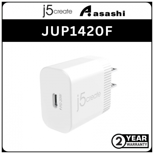 J5Create JUP1420F 20W PD USB-C Wall Charger (2 yrs Limited Hardware Warranty)
