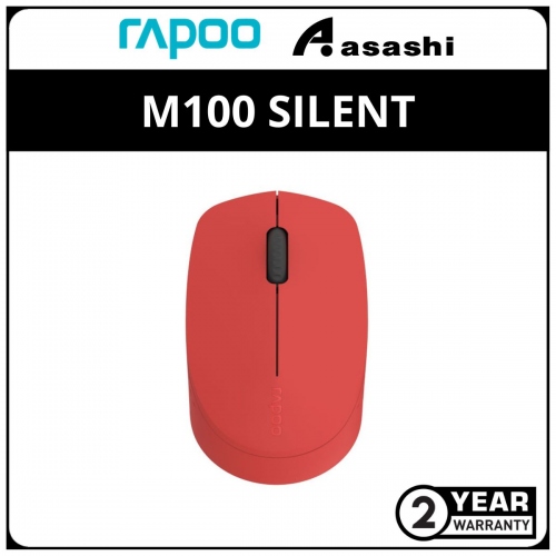 Rapoo M100 Silent (Red) Multi-Mode Wireless Bluetooth 3.0/ 4.0/ wireless 2.4GHz Mouse - 2Y