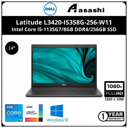 Dell Latitude L3420-I5358G-256-W11 Commercial Notebook (i5-1135G7/8GB DDR4/256GB SSD/14