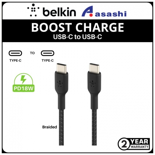 Belkin CAB004bt1MBK BOOST CHARGE Braided USB-C to USB-C Cable (1M, Black)