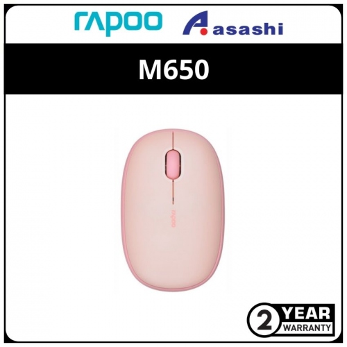 Rapoo M650 (Pink) Multi-Mode Wireless Bluetooth 5.0 Wireless 2.4GHz Pudding Shape Mouse - 2Y