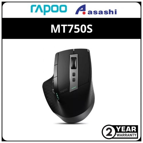 Rapoo MT750S (Black) Rechargeable Multi-Mode Wireless Bluetooth Mouse - 2Y