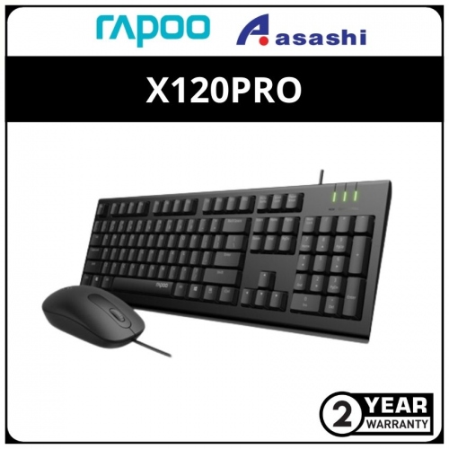 Rapoo X120 PRO Membrane Wired Keyboard & Mouse Combo - 2Y