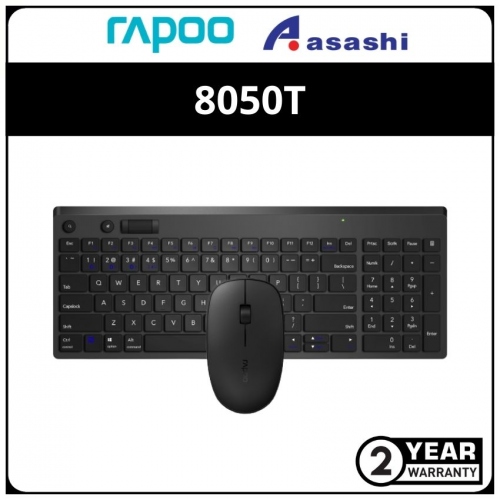 Rapoo 8050T Multi-Mode Wireless Bluetooth 4.0 Wireless 2.4GHz Keyboard & Mouse Combo - 2Y