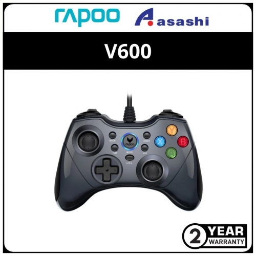 Rapoo V600 (Black) Wired Electric Vibration Gamepad - 2Y