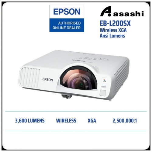 Epson EB-L200SX Wireless 3600 Ansi Lumensi XGA 3LCD Short-throw Laser Projector