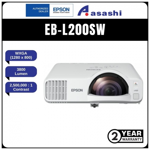 Epson EB-L200SW Wireless 3800 Ansi Lumensi WXGA 3LCD Short-throw Laser Projector
