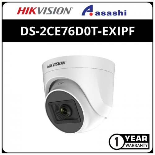 Hikvsion DS-2CE76D0T-EXIPF 2MP 1080P Fixed Mini Dome Camera (Switchable TVI/AHD/CVI/CVBS)