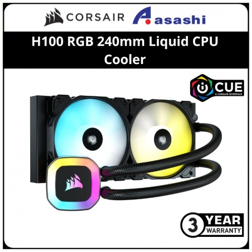Corsair H100 RGB 240mm Liquid CPU Cooler - 3 Years Warranty