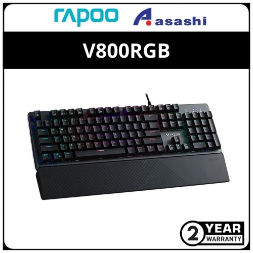 Rapoo V800RGB Backlit Mechanical Gaming Keyboard with Wrist Rest - Black