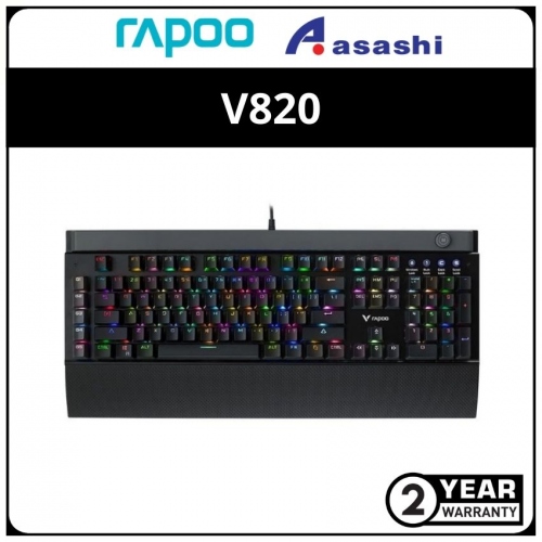 Rapoo V820 Backlit Mechanical Gaming Keyboard with Wrist Rest - Black