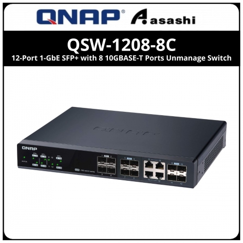 Qnap QSW-1208-8C 12-Port 1-GbE SFP+ with 8 10GBASE-T Ports Unmanage Switch