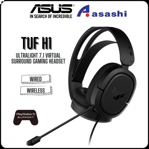 PROMO - ASUS TUF GAMING H1 (Wired) Ultralight 7.1 Virtual Surround Gaming Headset - Black 2Y