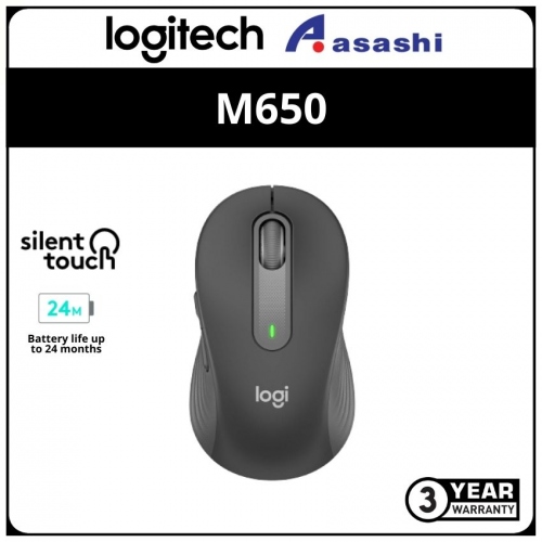 Logitech M650 Signature Wireless Bluetooth Multi-Device Compatibility ,Customisable Side Buttons , Silent Touch Mouse (910-006262) Graphite