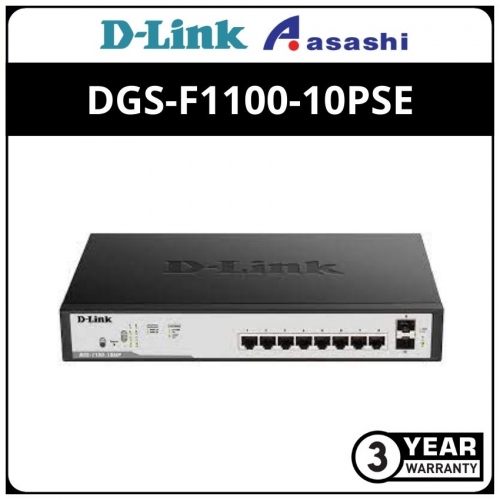 D-Link DGS-F1100-10PSE 8 + 2 SFP Port Gigabit 250M POE Smart Managed Switches,Power POE Extender (POE Budget 96W)