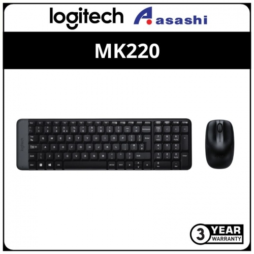 Logitech MK220-Black Wireless Keyboard Combo With Big Size Dongle (3 yrs Limited Hardware Warranty)