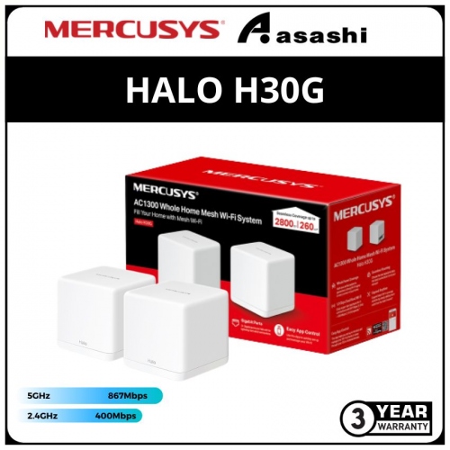 Mercusys Halo H30G (2 Pack) AC1300 Wireless Mesh Router