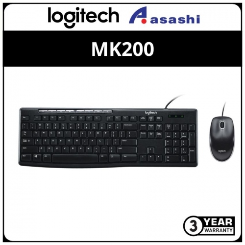 Logitech MK200-Black Wired Multi Media Keyboard Combo (3 yrs Limited Hardware Warranty)
