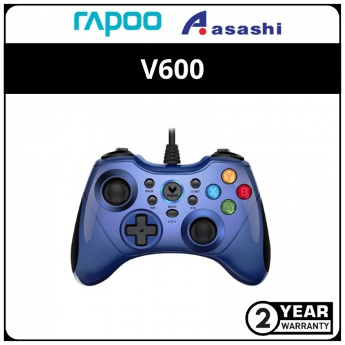 Rapoo V600 (Blue) Wired Electric Vibration Gamepad - 2Y