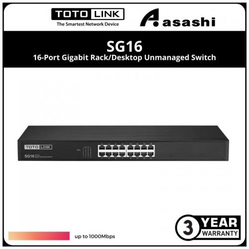 Totolink SG16 16-Port Gigabit Rack/Desktop Unmanaged Switch