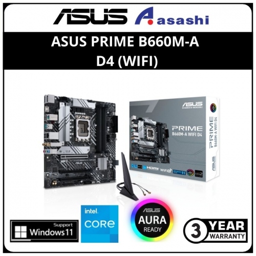ASUS PRIME B660M-A DDR4 (WIFI) (LGA1700) MATX Motherboard