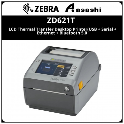 Zebra ZD621T LCD Thermal Transfer Desktop Printer(USB + Serial + Ethernet + Bluetooth 5.0)(ZD6A142-31PF00EZ)