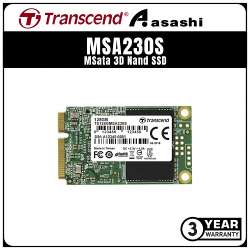Transcend MSA230S 128GB MSata 3D Nand SSD - TS128GMSA230 (Up to 550MB/s Read Speed,400MB/s Write Speed)