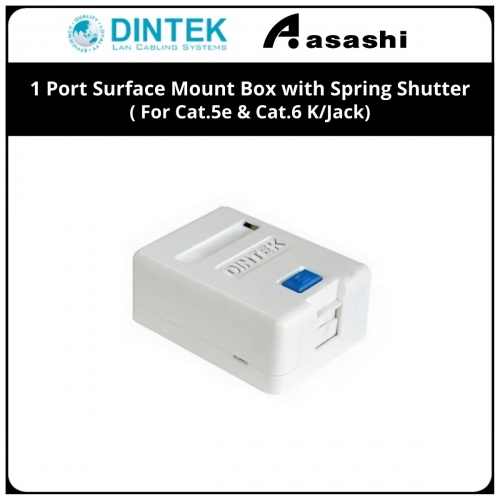 Dintek 1 Port Surface Mount Box with Spring Shutter ( For Cat.5e & Cat.6 K/Jack) [1301-02012]