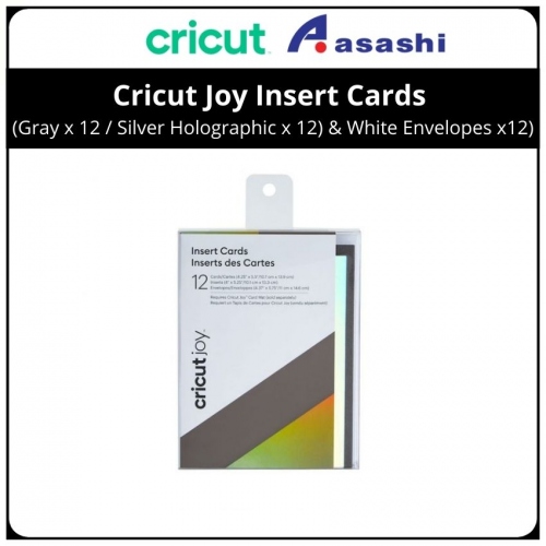 Cricut 2007241 Joy Insert Cards (Gray x 12 / Silver Holographic x 12) & White Envelopes x 12 
- (10.8 x 14 cm)