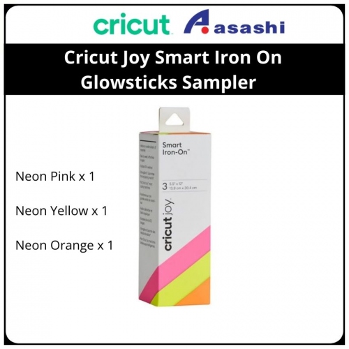 Cricut 2007217 Joy Smart Iron On Glowsticks Sampler Neon Orange x 1, Neon Yellow x 1, Neon Pink x 1 - (13.9 x 30.4 cm)