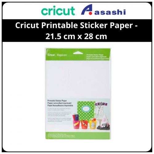 Cricut 2002530 Printable Sticker Paper - 21.5 cm x 28 cm For Use With Ink Jet Printers And The Print Then Cut. Choose The Custom Setting “Printable Sticker Paper” For A Kiss Cut, Which Cuts Through The Sticker Paper And Leaves The Backing Intact For Easy Application