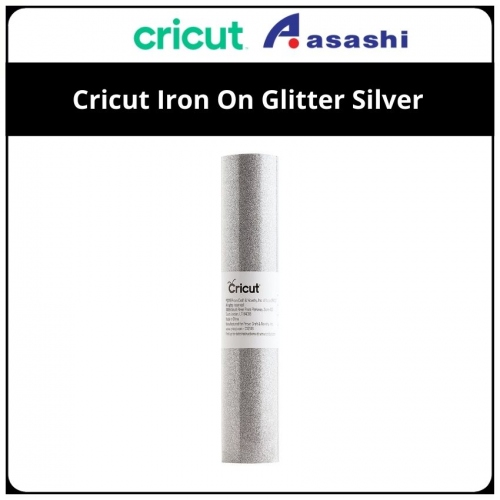 Cricut 2002038 Iron On Glitter Silver - 1 roll 12 in. x 19 in. Glitter Iron-on 
Ideal for T-shirts, bags, aprons, home decor, and more!