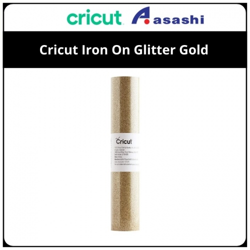 Cricut 2002039 Iron On Glitter Gold - 1 roll 12 in. x 19 in. Glitter Iron-on 
Ideal for T-shirts, bags, aprons, home decor, and more!