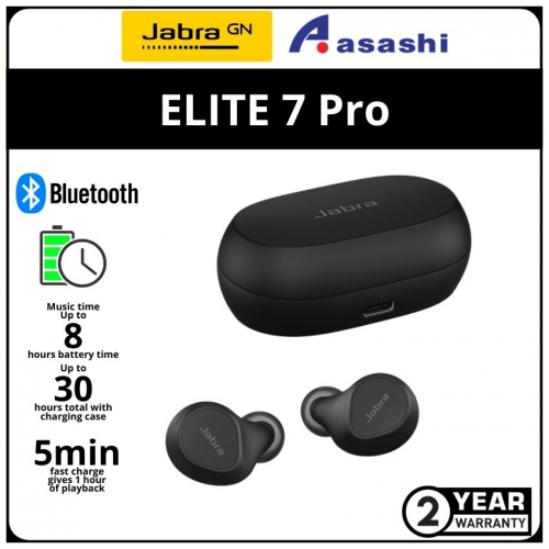 Jabra Elite 7 Pro - Black True Wireless Noise Canceling In-Ear Headphones (2 yrs Limited Hardware Warranty)