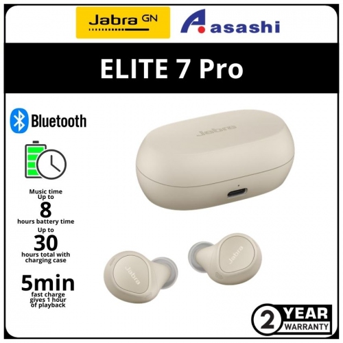 Jabra Elite 7 Pro - GoldBeige True Wireless Noise Canceling In-Ear Headphones (2 yrs Limited Hardware Warranty)