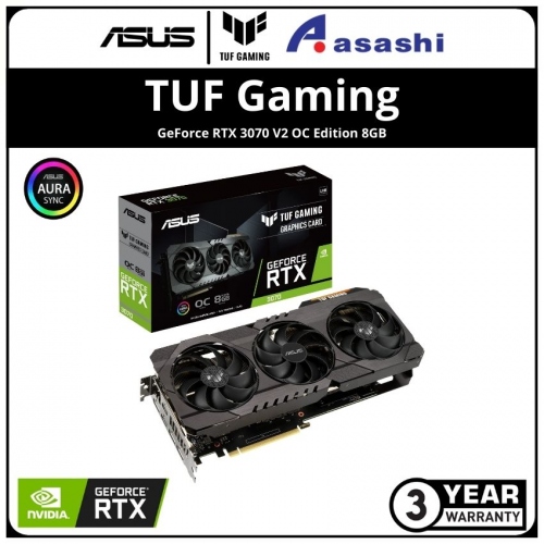 ASUS TUF Gaming GeForce RTX 3070 V2 OC Edition 8GB GDDR6 with LHR Graphic Card (TUF-RTX3070-O8G-V2-GAMING)
