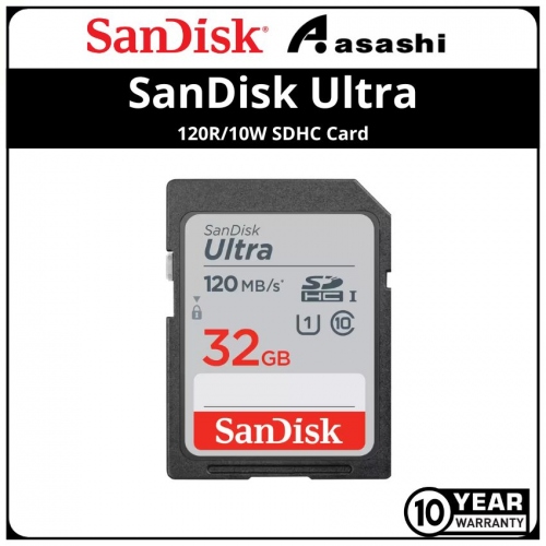 Sandisk (SDSDUN4-032G-GN6IN) Ultra 32GB UHS-I Class10 SDHC Card (Up to 120MB/s Read Speed)