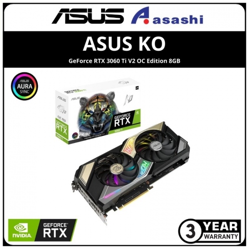 ASUS KO GeForce RTX 3060 Ti V2 OC Edition 8GB GDDR6 with LHR Graphic Card (KO-RTX3060TI-O8G-V2-GAMING)