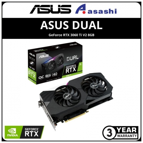 ASUS Dual GeForce RTX 3060 Ti V2 8GB GDDR6 with LHR Graphic Card (DUAL-RTX3060TI-8G-V2)