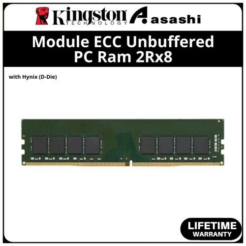 Kingston DDR4 16GB 2666MHz 2Rx8 Module ECC Unbuffered PC Ram with Hynix (D-Die) - KSM26ED8/16HD