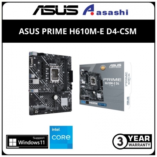 ASUS PRIME H610M-E D4-CSM (LGA1700) mATX Motherboard (VGA, HDMI, DP, M.2)