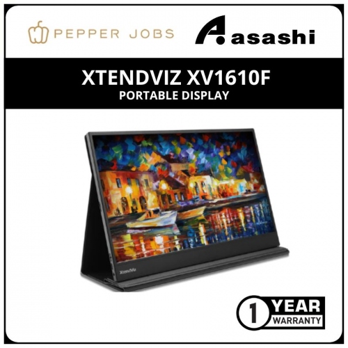 PEPPER JOBS XtendViz XV1610F Type-C Portable Display - Ultra-Thin Portable 15.6 inch IPS Screen Monitor (1yr Warranty)