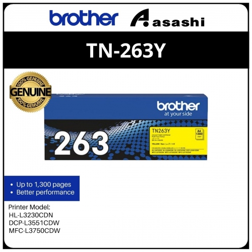 Brother TN-263 Yellow Toner 1.3K