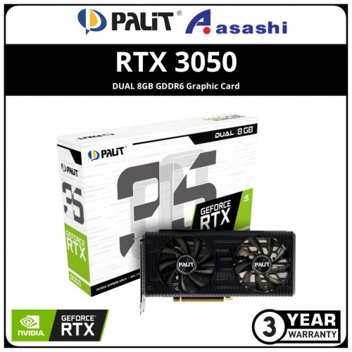 PALIT GeForce RTX 3050 DUAL 8GB GDDR6 Graphic Card (NE63050019P1-190AD)