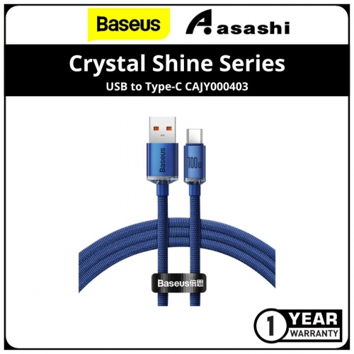 Baseus CAJY000403 Crystal Shine Series Fast Charging Data Cable USB to Type-C 100W 1.2m - Blue (CAJY000403)