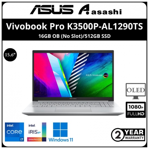 Asus Vivobook Pro OLED Notebook-K3500P-AL1290TS-(Intel Core i7-11370H/16GB OB (No Slot)/512GB SSD/15.6