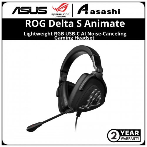 ASUS ROG Delta S ANIMATE Lightweight RGB USB-C AI Noise-Canceling Gaming Headset 2Y